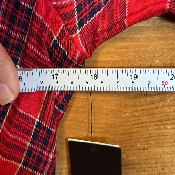 Guess Womens Kingsroad plaid red LS‎ Dacey Romper Summer vneck Y2K streetwear - Picture 4 of 9